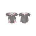 thumbnail image 2 of RUINIXCW Newborn Baby Girl Halloween Outfit Waffled Striped Bubble Romper Letter Ghost Pumpkin Embroidery Print Short Sleeve Smocked Bodysuits Jumpsuits, 2 of 9