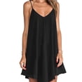 thumbnail image 2 of Vestido Sexy de gasa con tirantes para mujer, traje femenino de gran tamaño, Color liso, con cinturón cruzado, Espalda descubierta, para fiesta, primavera y verano, 2024Black, 2 of 4
