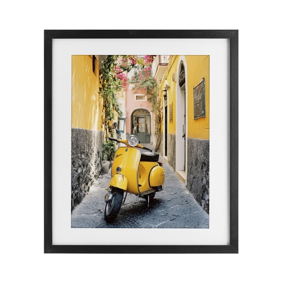 Stupell Industries Eclectic Yellow Moped in Alley Black Framed Print Under Glass, 13 x 16, by Franklyn Gregory
