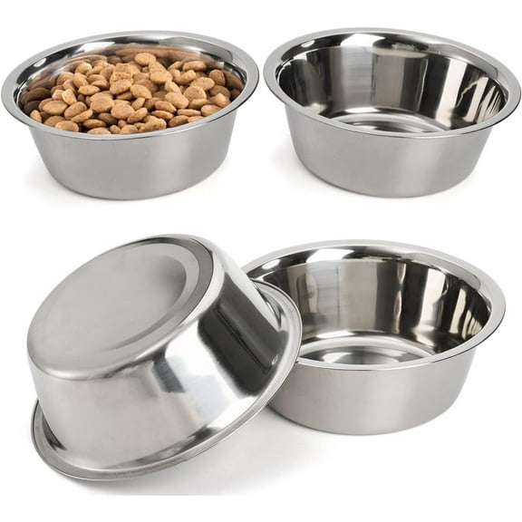 4-Pack Stainless Steel Dog Bowl, Metal Food and Water Dish for Large Medium Small Dog, Elevated Stand, Kitten, Puppy