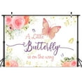 thumbnail image 2 of Pink Butterfly Baby Shower Decoraton Backdrop Pink Flower Photograph Backdrop Princess Girl Party Decoration Banner Photo Booth Girl Birthday Decor Backdrop 5X3FT, 2 of 5