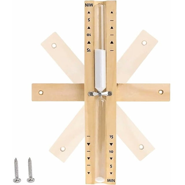 15 Minute Wooden Sand Timer for Sauna, Steam Shower, White Sand, with 2 Screws, Compatible with Sauna Accessories