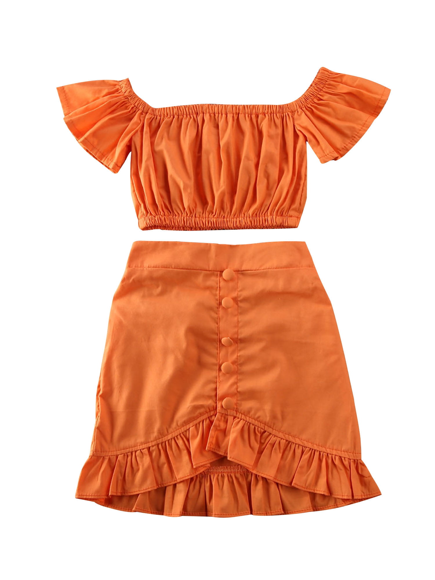 Emmababy - Toddler Kid Girl Clothes Orange Tops Dress Summer Outfits ...