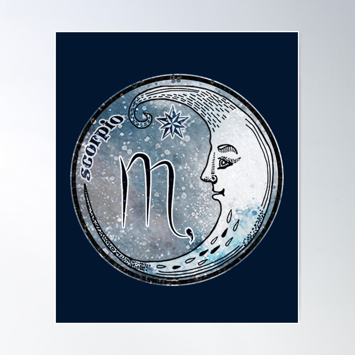 Scorpio Zodiac Sign Astrology Stars Crescent Moon Scorpion Symbol Poster , Poster Print Only