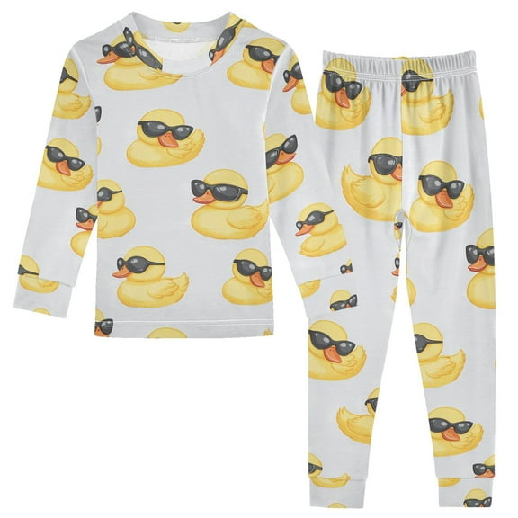joogoo Cute Duck with Sunglasses 2 Piece Long Sleeve Tee and Pants Cotton Pajama Set 5Y