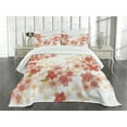 thumbnail image 3 of Ambesonne Japanese Quilted Bedspread Set 3 Pcs, Vibrant Sakura Flowers, Queen Size, Coral Dark Coral Yellow, 3 of 5