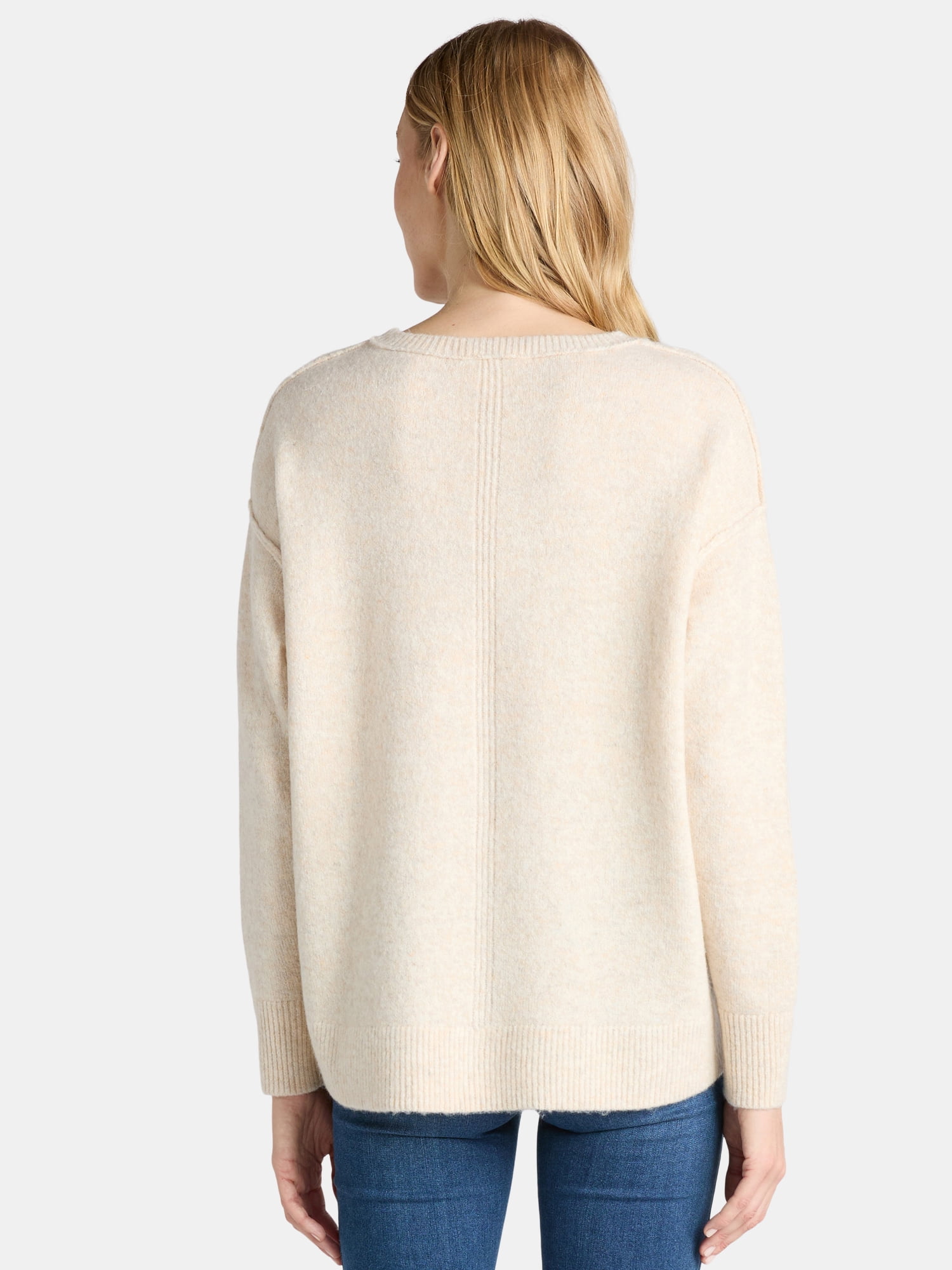 Time and Tru Women’s Crewneck Pullover Sweater with Long Sleeves, Midweight, Sizes XS-XXXL
