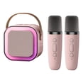 thumbnail image 3 of Mini altavoz de Karaoke con micrófono, micrófono de mano con altavoz, regalos, juguete para niños y adultos, máquina de Karaoke para cumpleaños, 2 micrófono rosa, 3 of 10
