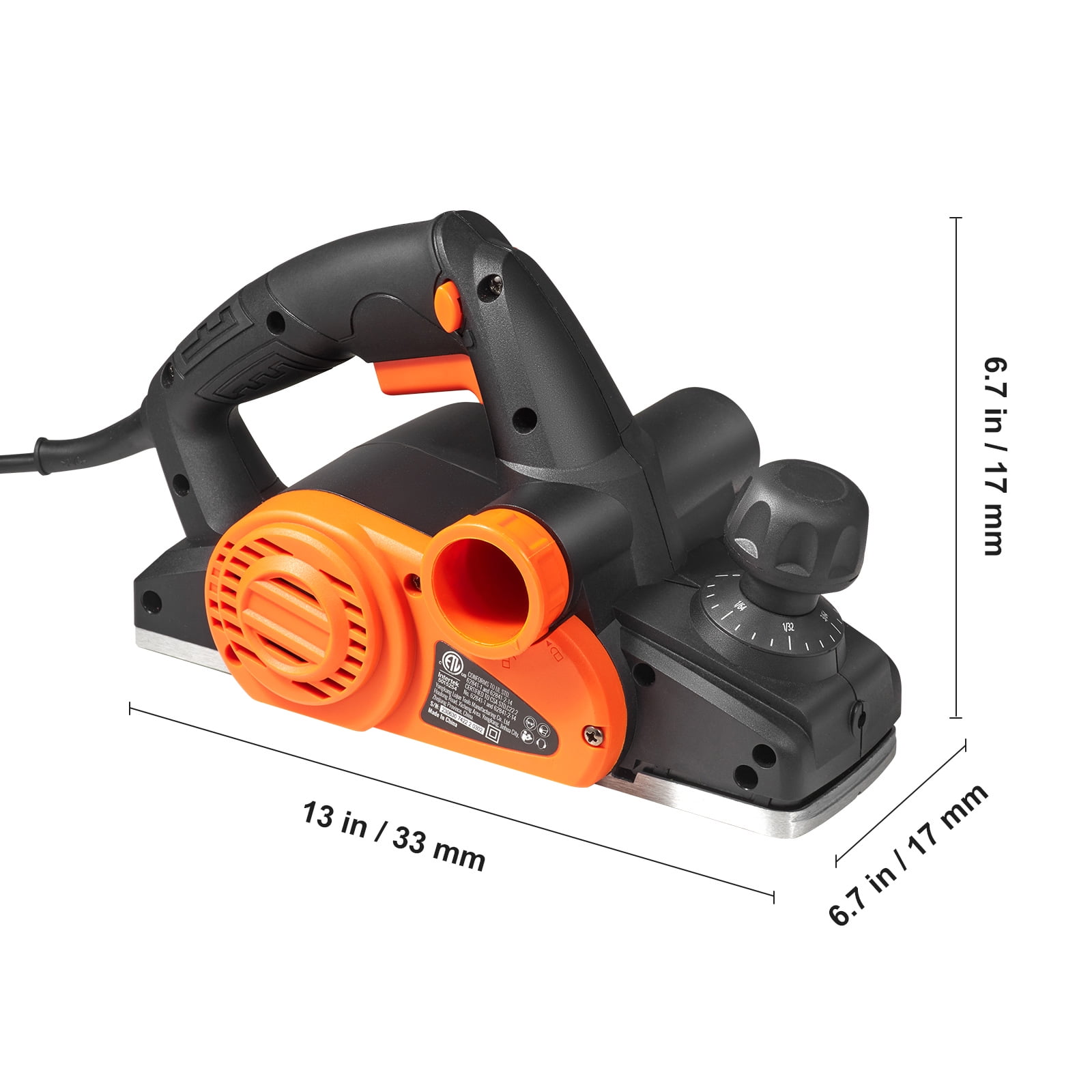 KFFKFF Hand Planer Corded Electric Hand Planer 3-1/4" 16500 RPM Woodworking DIY