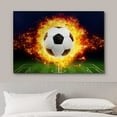 thumbnail image 3 of wall26 Canvas Wall Art Print Set Blazing Fire Soccer Ball on The Field Sports Athletes Digital Art Modern Art Modern Scenic Colorful Fun Ultra for Living Room, Bedroom, Office - 32"x48", 3 of 5