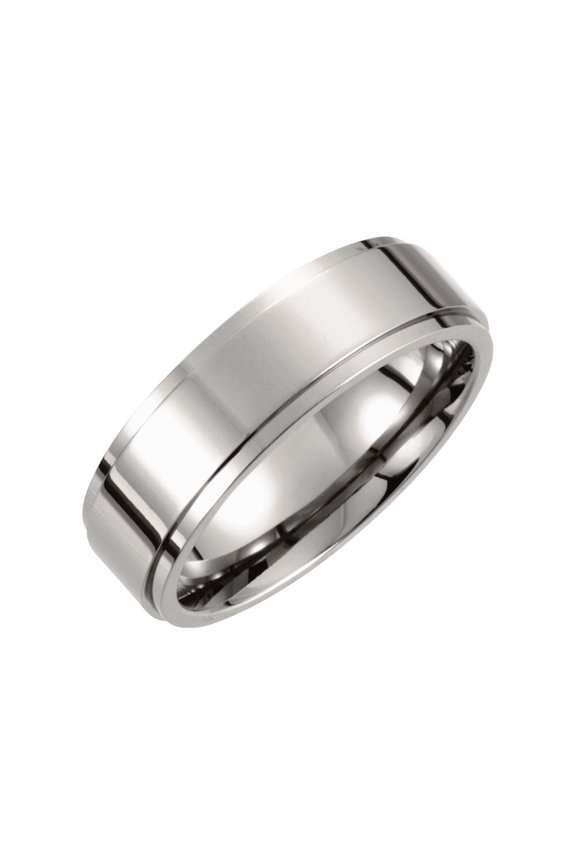 Titanium 7mm Ridged Wedding Ring Band Size 11