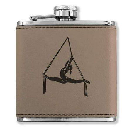 Faux Leather Flask - Aerial Silks - Light Brown