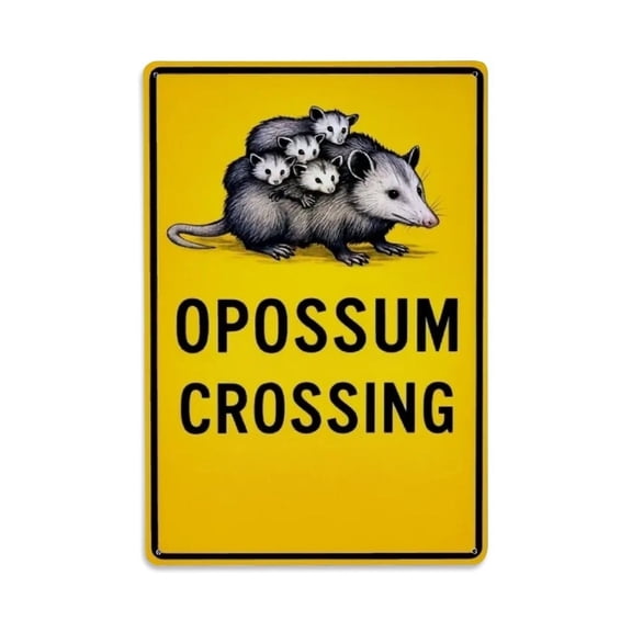 Opossum Crossing Tin Sign Vintage Metal Poster Living Room Bar Man Cave Home Wall Art Decor 8x12inch