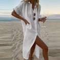 thumbnail image 1 of Mefallenssiah Robe Chemise à Manches Courtes en Coton et Lin à Col Rabattu pour Femmes Printemps et Été avec Poches, 1 of 6