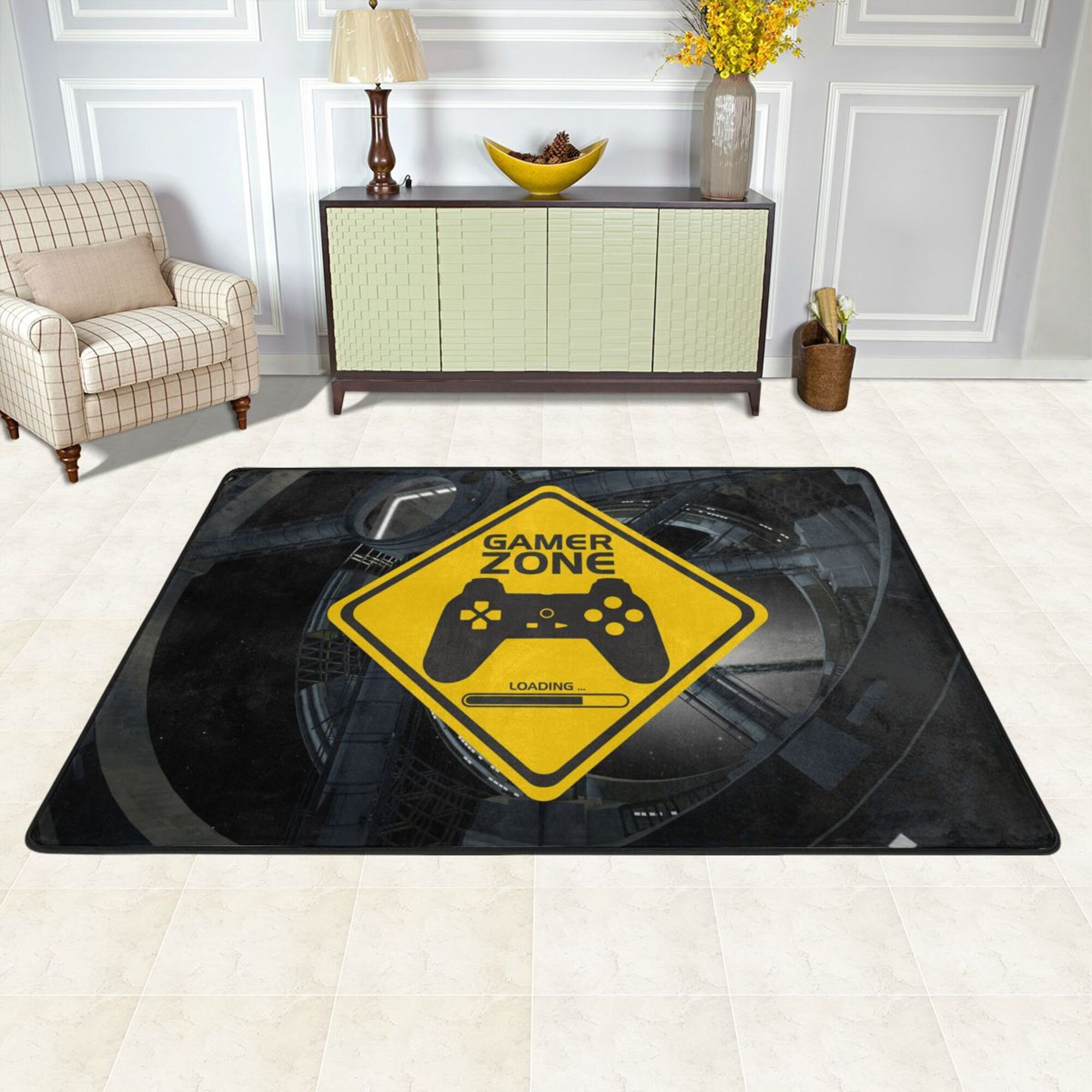 Caution Rug XMXY Area Rugs Doormat Outdoor Entrance , Gamer Zone Warning Facecloth ...