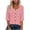 Pink, variant on Jaunzuar 3/4 Length Sleeve Womens Tops Solid Color Crew Neck Summer Tops Casual Work Button Down Shirts L