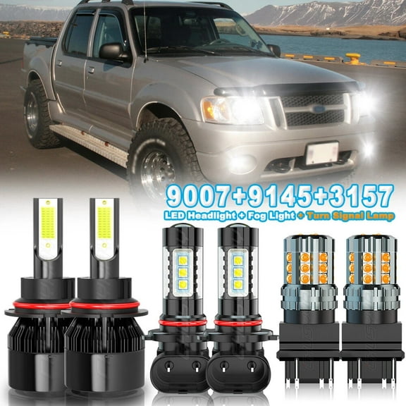 LED Headlight Fog light Turn Signal Lamp Bulbs Compabitle for Ford Explorer Sport Trac 2001-2005, 6x
