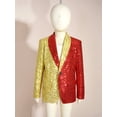 thumbnail image 3 of iEFiEL Kids Boys Shiny Sequins Suit Jacket Blazer One Button Gentleman Formal Tuxedo Coat Outerwear Gold&Red 12, 3 of 7