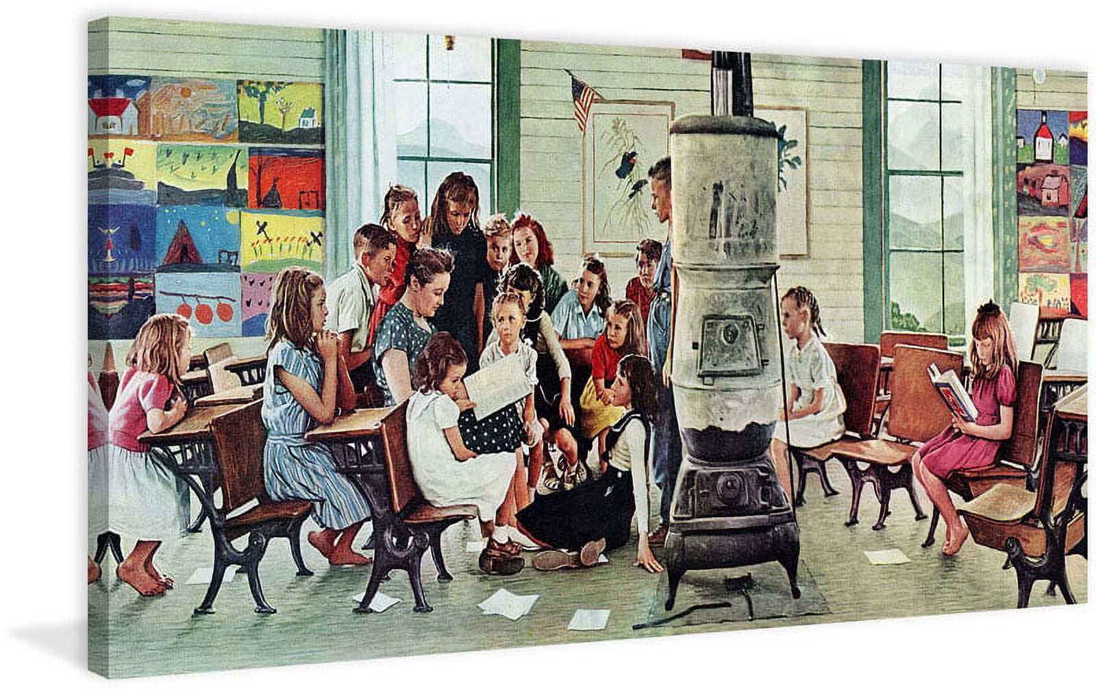 Marmont Hill Inc Marmont Hill - "Norman Rockwell Visits a Country School" by Norman Rockwell Painting Print on Canvas - Multi-color
