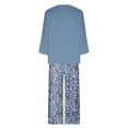 thumbnail image 4 of Puntoco Traje De Pantalón Y Manga Larga Con Cuello Redondo Y Estampado A Rayas Para Mujer, Color Azul Marino, S, 4 of 5