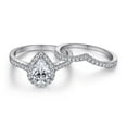 thumbnail image 4 of 1.5CT 925 Sterling Silver Bridal Ring Sets Teardrop CZ Engagement Vintage Pear Promise Rings V Curved Wedding Bands for Women, 4 of 6