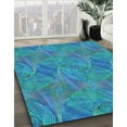 thumbnail image 3 of Ahgly Tapis Rond Lavable en Machine Intérieur Transitionnel Turquoise Foncé Vert, 6 Pieds Rond, 3 of 7