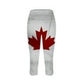 thumbnail image 4 of Arlun Women's Capri Yoga Leggings Trendy Maple Leaf Printing High Waist Yoga Pants Plus Size Tummy Control Canada Day Leggings for Workout Running Summer Beach Vacation Tights 2-White XXXL, 4 of 5