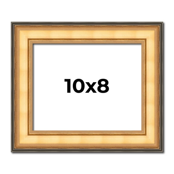 10x8 Frame Gold Plein Aire Solid Wood Picture Frame Width 2 Inches | Interior Frame Depth 0.5