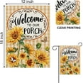 thumbnail image 2 of Welcome to Our Porch Spring Summer Sunflower Decorative Garden Flag, Yellow Buffalo Plaid Check Yard Outside Decoration, Fall Autumn Farmhouse Outdoor Small Home Decor Double Sided 12 x 18, 2 of 6