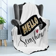thumbnail image 4 of Hello Sunshine Soft Flannel Fleece Blanket, Hand Drawn Lettering Design with Heart Grunge Effect and Words, Cozy Plush for Indoor and Outdoor Use, 70" x 90", Pale Brown Coral Black, by Ambesonne, 4 of 5