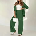 thumbnail image 6 of Pyhlmscde Lounge Sets for Women, Women's 2 Pieces Streetwear Pants Sets Suits Long Sleeve Shirt Collar Striped Outdoor Work Regular Fit, Two Piece Sets for Women Green XS, 6 of 8