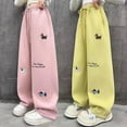 thumbnail image 6 of XXWXYD Little Girl Wide Leg Sweatpants Baggy Barrel Sweatpants for Girls Y2K Embroidered Dog Wide Leg Joggers Elastic High Waisted Cute Athleti𝖼 Trousers, 6 of 6