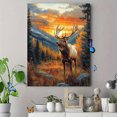 thumbnail image 4 of Qisvanset Framed Canvas Wall Art 12x16 Inch Mountain Sunset Elk Western Wilderness Cabin Art, 4 of 5