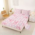 thumbnail image 2 of spefrowx Ocean Seashell Starfish Queen Sheets for Girls, Pink Bow Striped Queen Sheet Sets, 4-Piece, 1 Flat Sheet, 1 Fitted Sheet and 2 Pillowcases, 2 of 6
