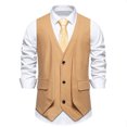 thumbnail image 3 of Men's Suit Vest Spring And Summer New Fashion Solid Color Retro V-Neck Fake Two-Piece European Size Men's Vest, 3 of 3