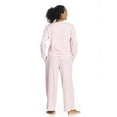 thumbnail image 5 of U.S. Polo Assn. Women's Long Sleeve Cotton Span Top and French Terry Wide Leg Pant Pajama Sleep Set, 2-Piece, Sizes S-3X, 5 of 8