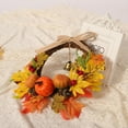 thumbnail image 3 of Hovilon Fall Wreaths for Front Door，Artificial Autumn Wreath Harvest Thanksgiving Door Wreath for Front Door with Pumpkins Maple Leaf and Berry，Decorative Linen Knot Wall Hanging（11.8 Inch）, 3 of 5