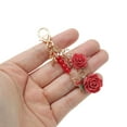 thumbnail image 4 of Unique Bargains 1 Pc Stylish Flower Handbag Charm Bag Accessories Red Gold Tone, 4 of 5