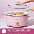 thumbnail image 2 of Paris Hilton - Olla de cocción lenta manual de 6 cuartos de galón, cuenta con tres ajustes (baja, alta, cálida), inserto de gres naturalmente antiadherente y apto para lavaplatos, capacidad de tamaño, 2 of 5
