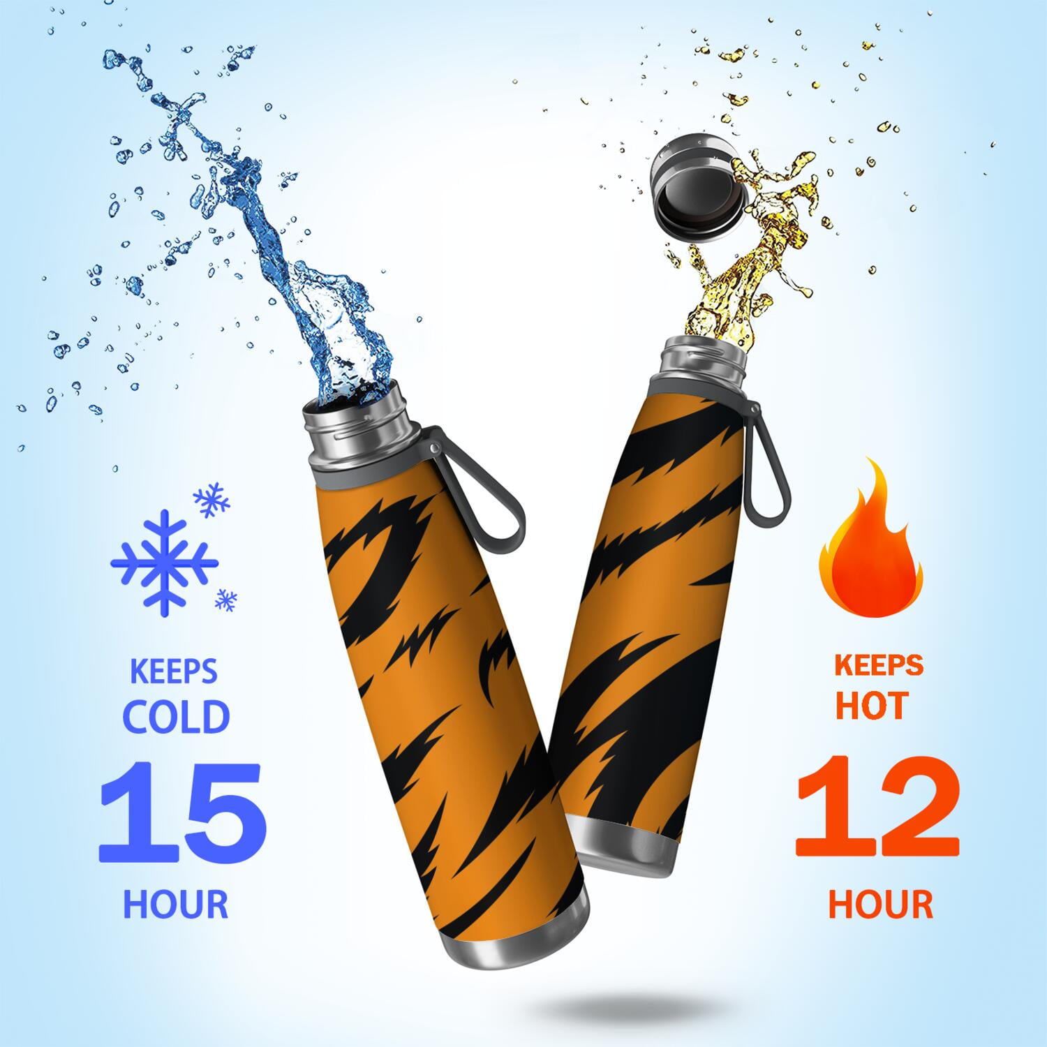 29oz Insulated Water Bottle with Tea Infuser, Stainless Steel Travel Mug, Animal Leopard Print
