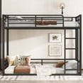 thumbnail image 3 of Harper & Bright Designs Metal Bunk Bed Twin XL over Twin XL with Stairs for Boys and Girls, Floor Bed with Guardrails for Bedroom, Black, 3 of 11