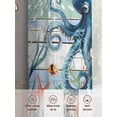 thumbnail image 3 of Octopus Coastal Sheer Curtains for Living Room Bedroom Summer Beach Ocean Coral Wooden Sheer Curtains 84 Inch Long 2 Panels Set Light Filtering Curtain Window Treatments Drapes for Dining Room, 3 of 6