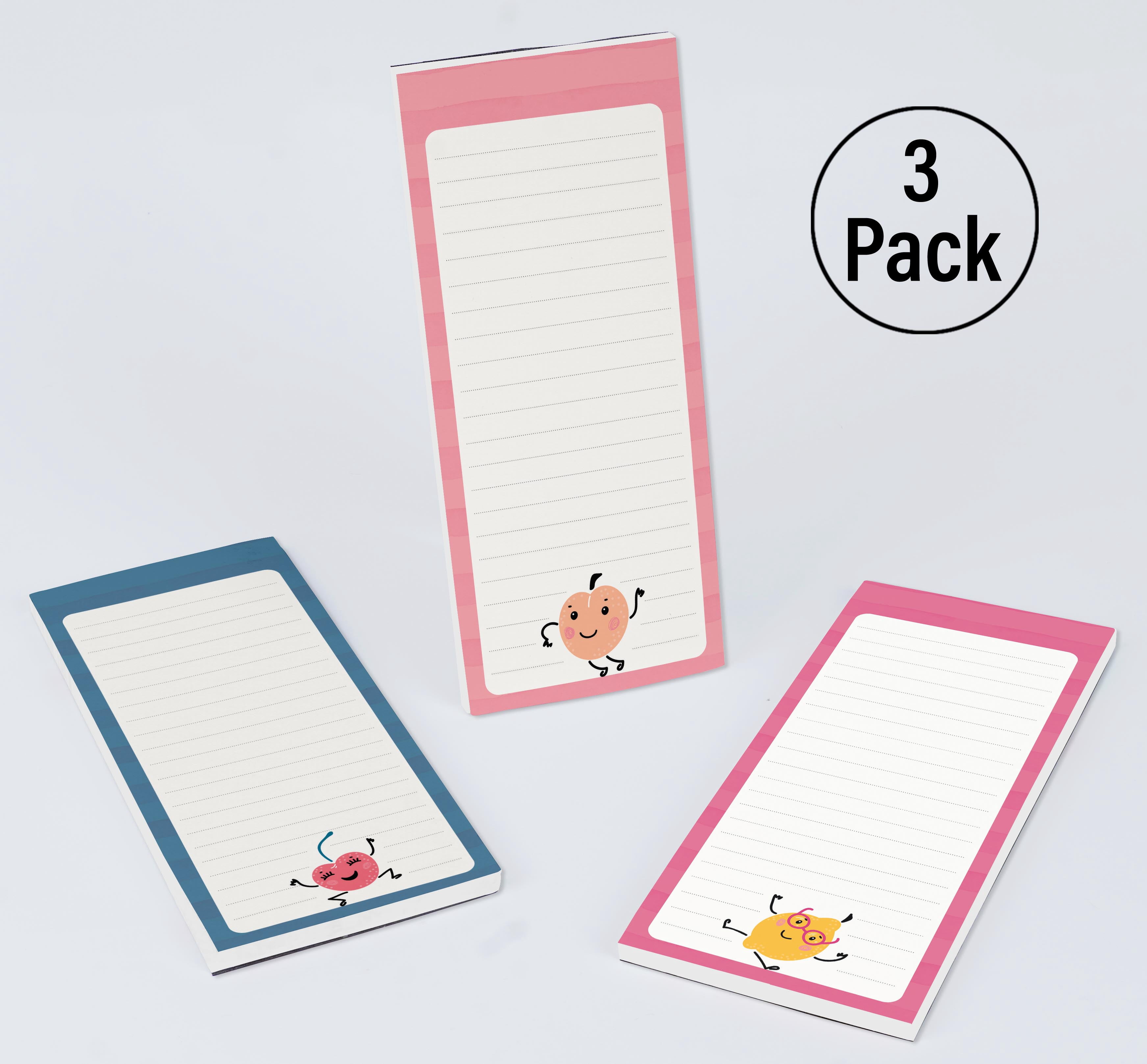 Inkdotpot Pack of 3 Magnetic Fridge To-Do List Notepads- Magnetic Memo Pads For Refrigerator-(50 Sheets Each)-FJ