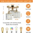 thumbnail image 6 of Olurrisa Modern Semi Flush Mount Ceiling Light,3-Light Crystal Close to Ceiling Light Fixtures,Golden Kitchen Light Fixtures with Clear Crystal Shade for Hallway Bedroom Bathroom, 6 of 8