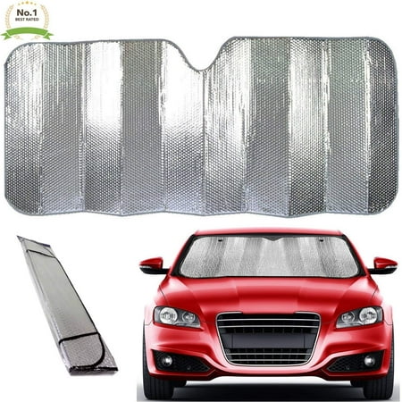 Super Jumbo Dual-Layer Reflective Bubble Design Car Truck SUV Auto Sun Shade Windshield Reflector- New Patented Thermal (Best Truck Cover For Sun)