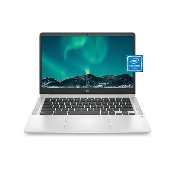 HP Chromebook 14 Laptop, Intel Celeron Processor, 4 GB RAM, 32 GB eMMC, 14" HD (1366 x 768), Display, Chrome OS, Webcam & Dual Mics, Work, School, Entertainment, Long Battery Life (14a-na0120nr, 2021)