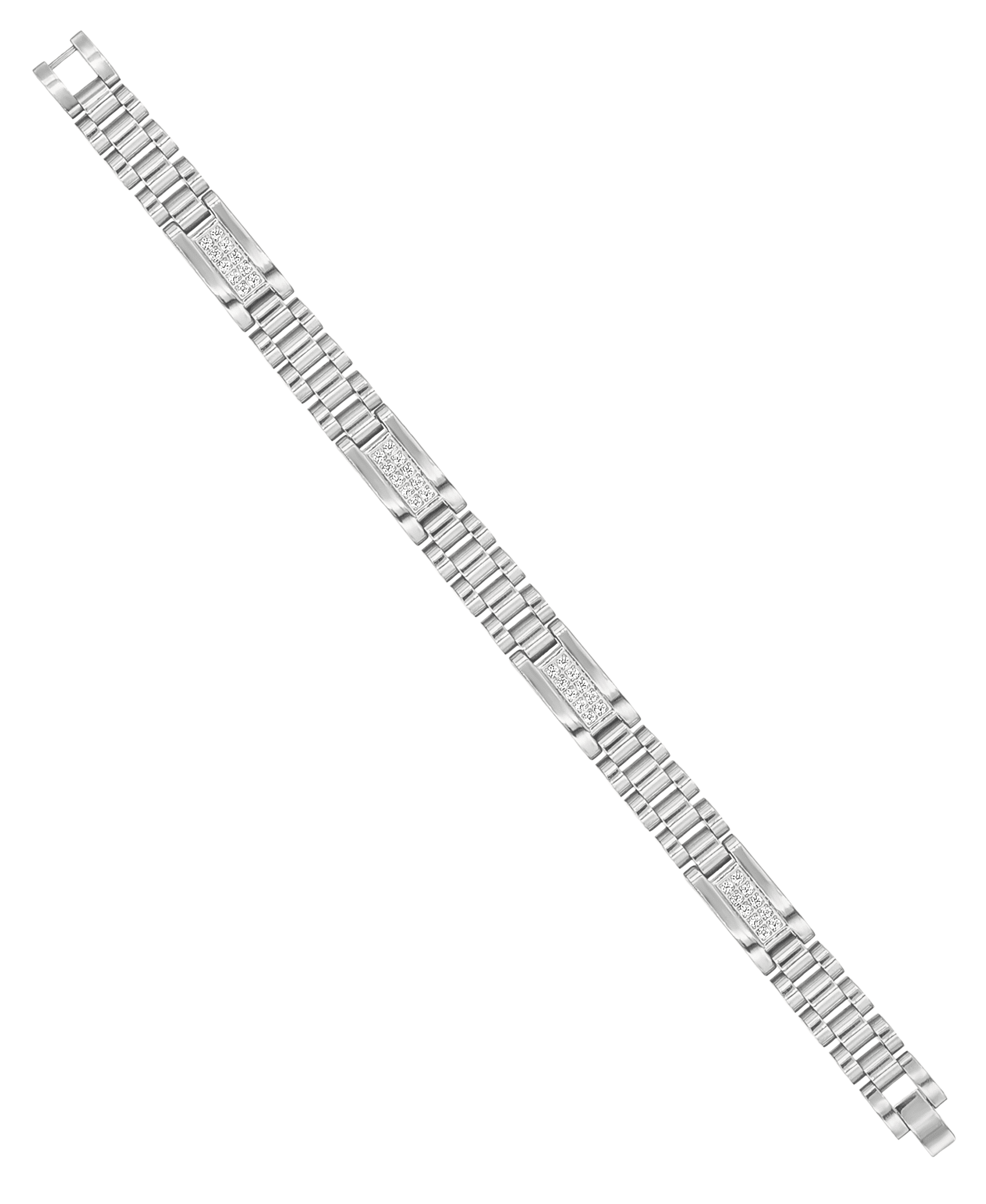 Men's Stainless Steel Cubic Zirconia Cross Link Chain - Mens Clearance Bracelet