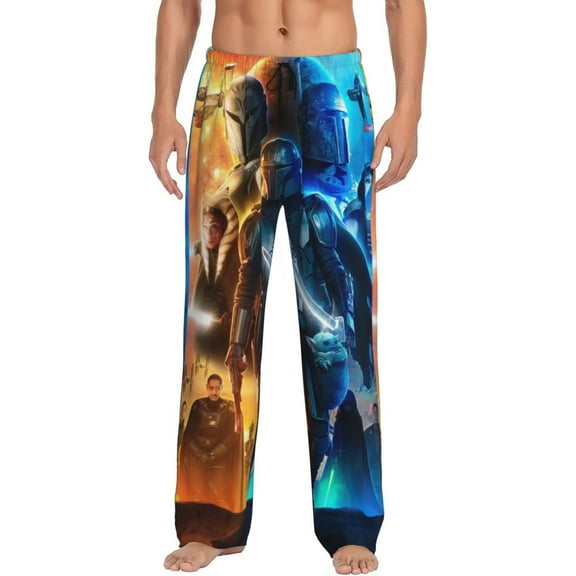 Star The Man-dalorian War Men's Pajama Long Pants Sleeping Pants Home Sleepwear Soft Pjs Pants