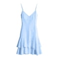 thumbnail image 4 of Summer Dresses for Women Cotton Linen Cami Sundresses V Neck Ruffled Solid Color Beach Vacation Party Mini Dress, 4 of 7