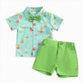 thumbnail image 4 of Toddler Baby Boy Summer Outfit for Easter Bow Tie Short Sleeve Shirt and Solid Shorts Set Boys Easter Clothing Sets, 4 of 4